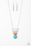 Paparazzi Desert Mason Multi Necklace Long Blue Orange White Rock