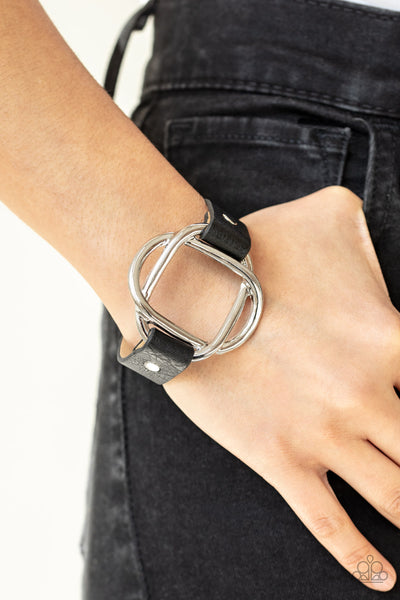 Paparazzi Nautically Knotted Black Leather Urban Bracelet