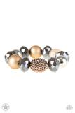 Paparazzi Accessories All Cozied Up Brown Copper Silver Beads Blockbuster Bracelet