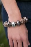 Paparazzi Accessories All Cozied Up Brown Copper Silver Beads Blockbuster Bracelet