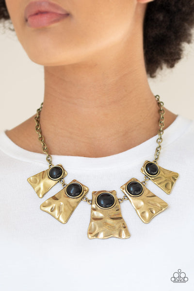 Cougar Brass Black Necklace Paparazzi Accessories