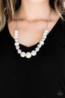 Take Note - White Silve Pearl Necklace Paparrazi Accessories