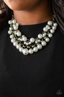 BALLROOM Service - Brass necklace Paparrazi Accessories pearl
