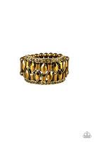Treasure Trove Tribute - Brass Bling Ring Paparrazi Accessories