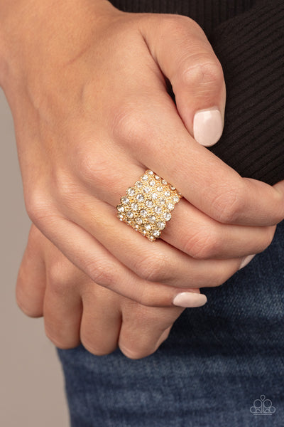Million Dollar Masquerade - Gold Bling Ring Paparrazi Accessories