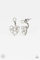 Star-Studded Success - White Heart Pearl Earrings Paparrazi Accessories
