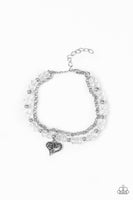 Rare Romance - White Heart Bracelet Paparrazi Accessories
