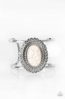 Extra EMPRESS-ive - White Cuff Bracelet Paparazzi Accessories