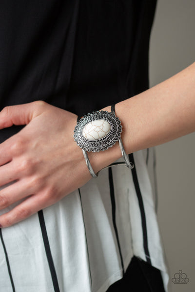 Extra EMPRESS-ive - White Cuff Bracelet Paparazzi Accessories
