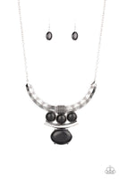 Commander In CHIEFETTE - Black Silver Necklace Paparrazi Accessories