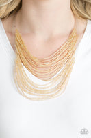 Catwalk Queen - Gold Seed Bead Necklace Paparrazi Accessories