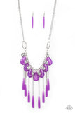 Roaring Riviera - Purple Fringe necklace Paparrazi Accessories