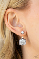 Celebrity Cache - White Bling Earrings Paparazzi Accessories