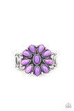 Stone Gardenia - Purple Floral Ring Paparrazi Accessories
