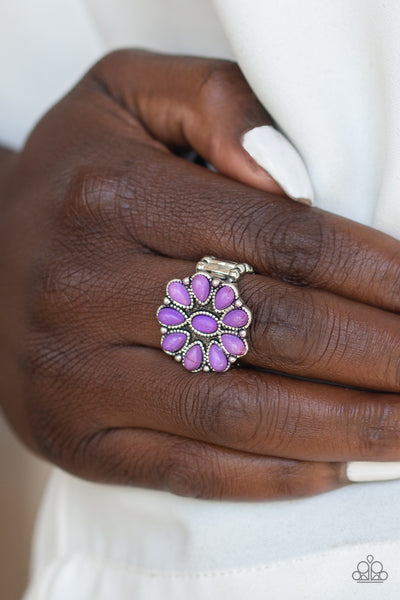Stone Gardenia - Purple Floral Ring Paparrazi Accessories