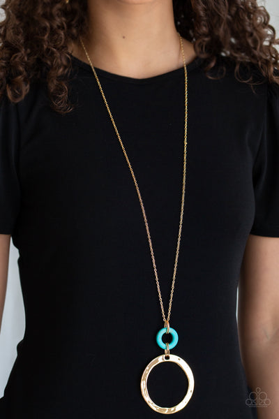 Optical Illusion - Gold Turquoise Necklace Paparrazi Accessories