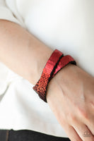 Under The SEQUINS - Brown Red Bracelet Paparazzi Accessories