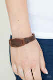 Plainly Pioneer - Brown Leather Bracelet Mens Paparrazi Accessories