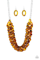 Comin In HAUTE - Brown animal print necklace Paparrazi Accessories