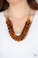Comin In HAUTE - Brown animal print necklace Paparrazi Accessories