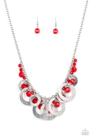 Turn It Up - Red Silver Rings Necklace Paparrazi Accessories