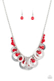Turn It Up - Red Silver Rings Necklace Paparrazi Accessories