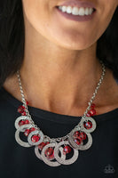 Turn It Up - Red Silver Rings Necklace Paparrazi Accessories