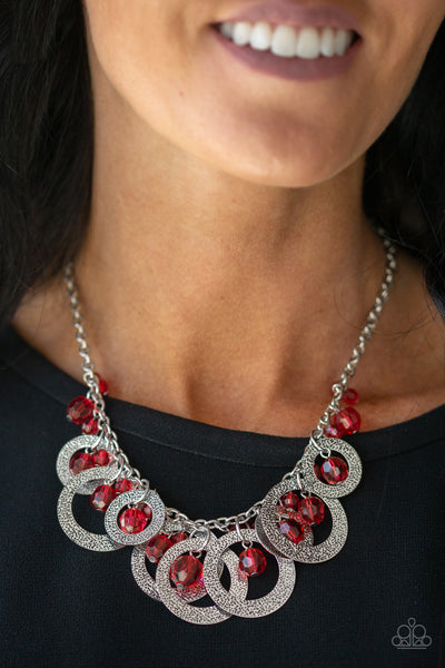 Turn It Up - Red Silver Rings Necklace Paparrazi Accessories