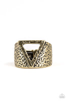 Triathlon - Brass Men's Ring Paparazzi Accessories