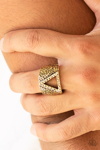 Triathlon - Brass Men's Ring Paparazzi Accessories