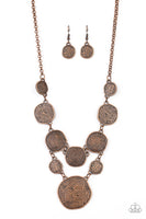 Metallic Patchwork - Copper Necklace Paparrazi Accessories