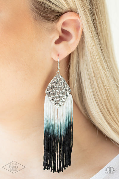 Dip In - Black White Tye Dye Earrings Paparrazi Accessories