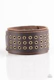 Paparazzi Accessories Road Rage Brown Leather Urban Snap Bracelet mens