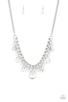 Knockout Queen - White Pearl Bling Necklace Paparazzi Accessories