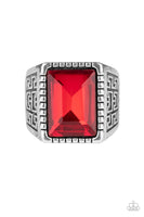 Winning Attitude - Red Silver Ring Mens Paparrazi Accessories