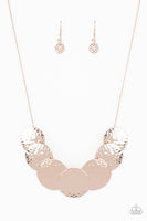 RADIAL Waves - Rose Gold Necklace Paparrazi Accessories