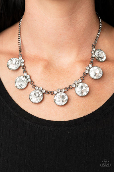 GLOW-Getter Glamour - Black Rhinestone Necklace Paparazzi Accessories