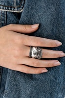 Texture Tantrum - Silver Floral Ring Paparrazi Accessories