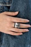 Texture Tantrum - Silver Floral Ring Paparrazi Accessories
