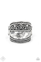 Texture Tantrum - Silver Floral Ring Paparrazi Accessories