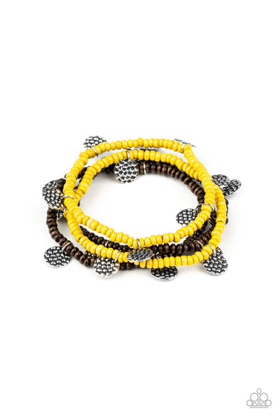 WOODnt Count It Yellow Brown Bracelet Paparazzi Accessories