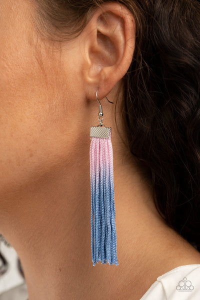 Dual Immersion - Pink Blue Fringe Earrings Paparrazi Accessories