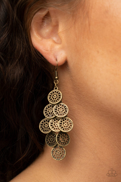 Blushing Blooms - Brass Earrings Paparazzi Accessories