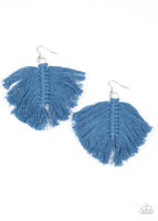Macrame Mamba - Blue Fringe Earrings Paparrazi Accessories