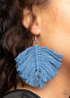 Macrame Mamba - Blue Fringe Earrings Paparrazi Accessories