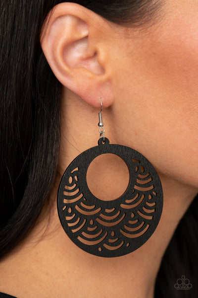 SEA Le Vie! - Black Earrings Wood Paparazzi Accessories