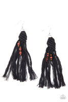Beach Bash - Black Tassel Earrings Paparrazi Accessories
