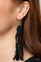 Beach Bash - Black Tassel Earrings Paparrazi Accessories