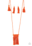 Between You and MACRAME - Orange Boho Necklace Paparrazi Accessories