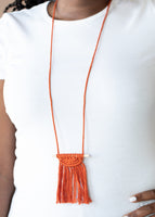 Between You and MACRAME - Orange Boho Necklace Paparrazi Accessories